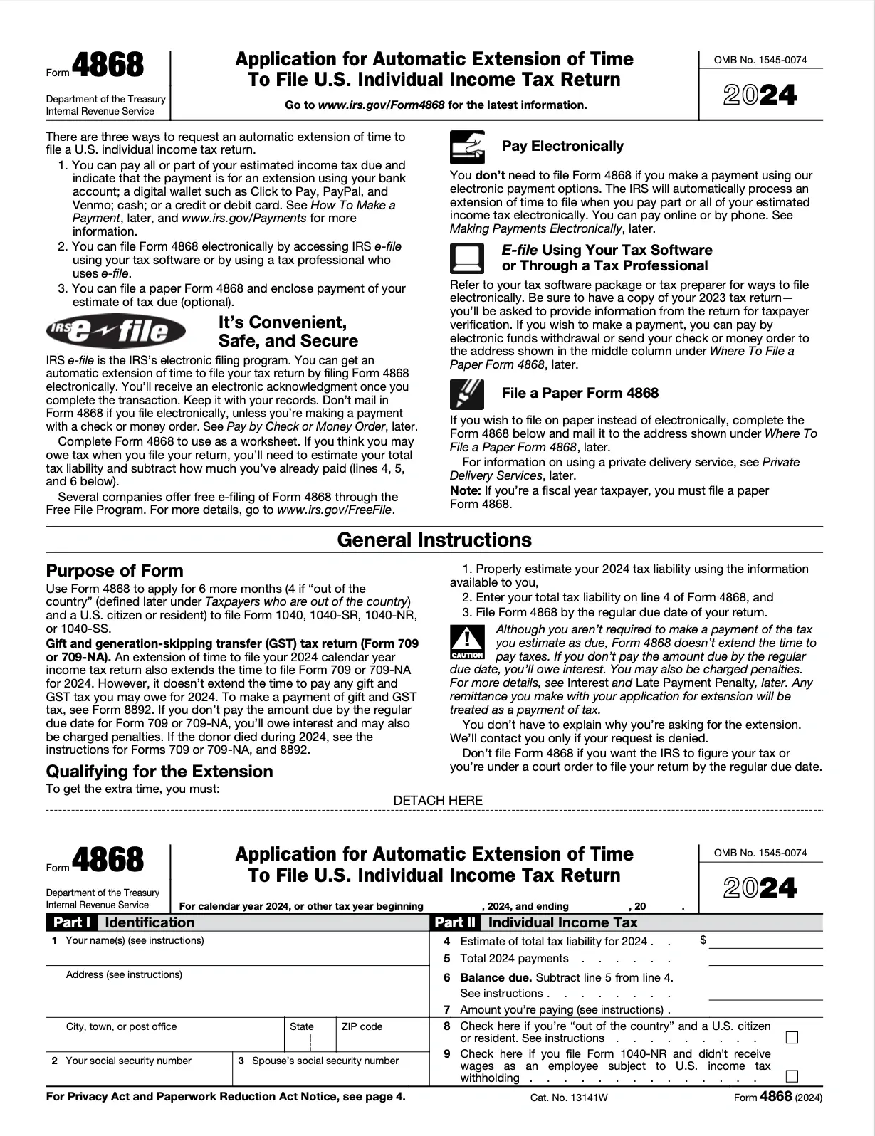 Form 4868 - Fillable PDF Template | Zendocs